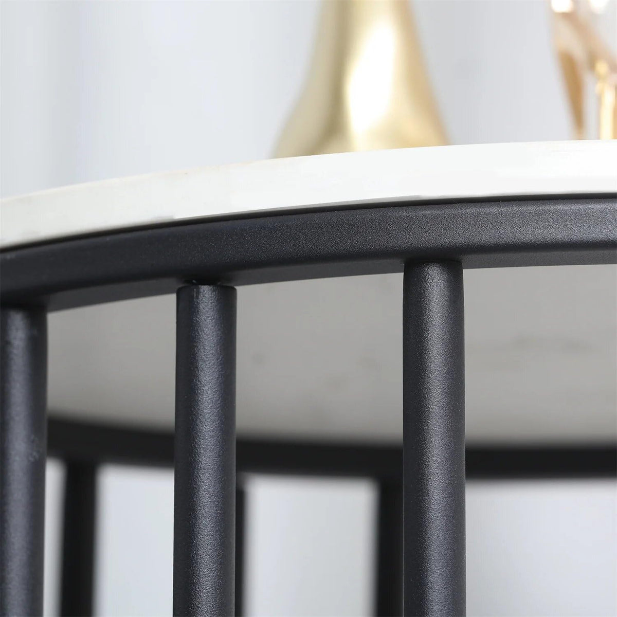 15.7Wx15.7Dx21.3H inch 2-Tier White Marble Side Table Round Coffee Table Nightstand Jewellery Storage Shelves