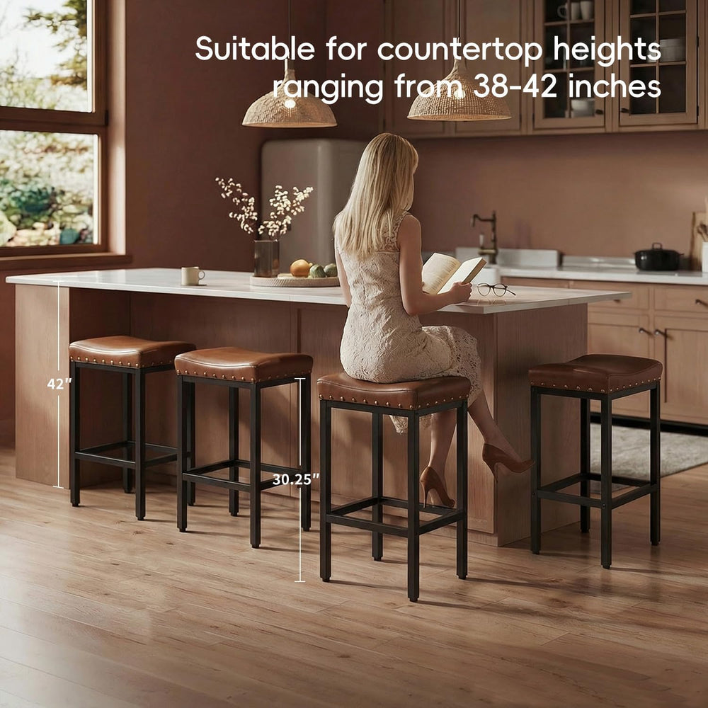 Forteek 30'' Bar Stools Set of 2, Counter Height Barstools with Nailhead