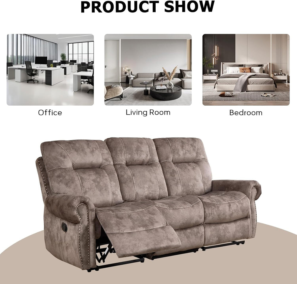 EBELLO 3 Pieces Reclining Couch Furniture Set for Living Room, Double 1 Seat ...