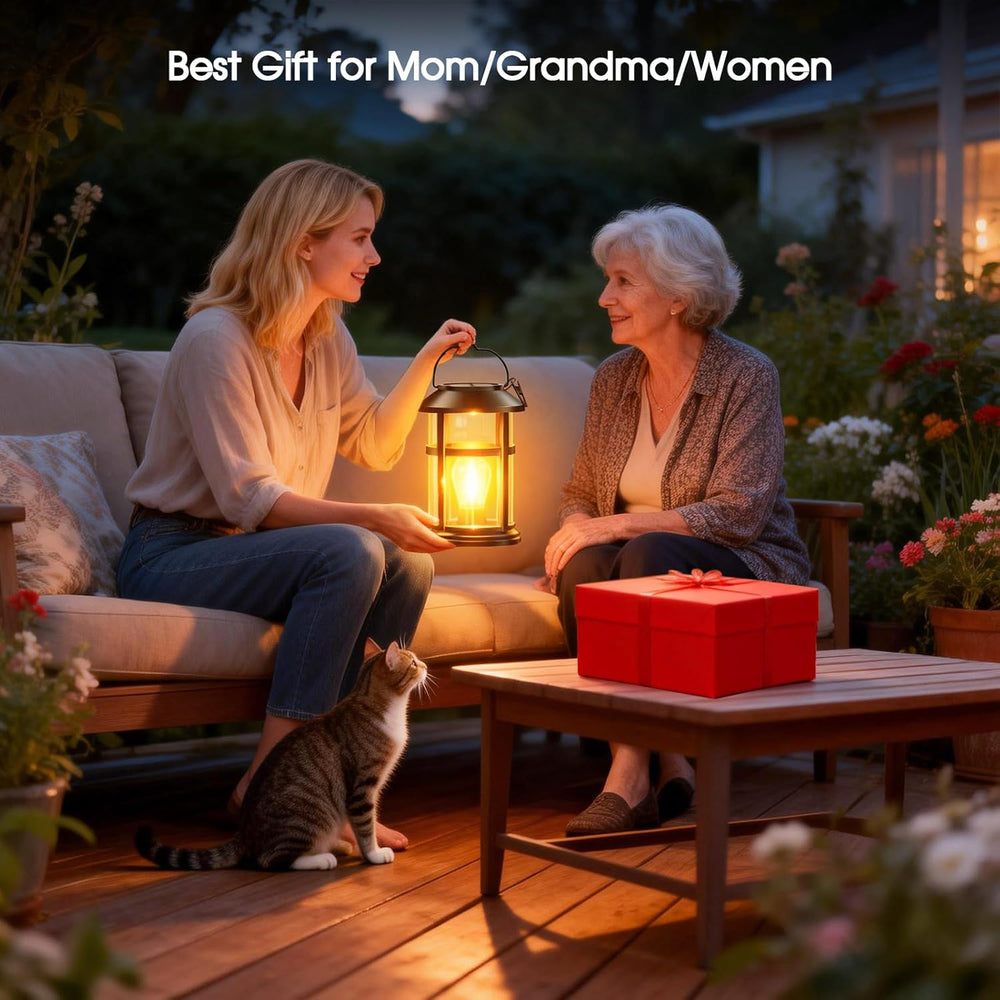 GARPAR Solar Lanterns Outdoor Waterproof, Hanging Solar Lights with Hook