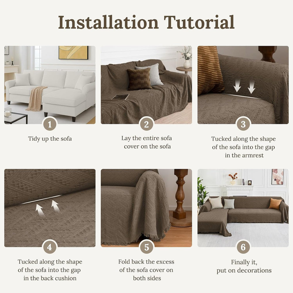 HOMERILLA 2 Piece Sectional Couch Cover for L Shape Sofa Taupe XL