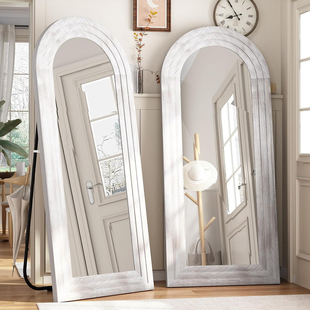 ZHUNFA Arched Full Length Mirror with Solid Wood Frame