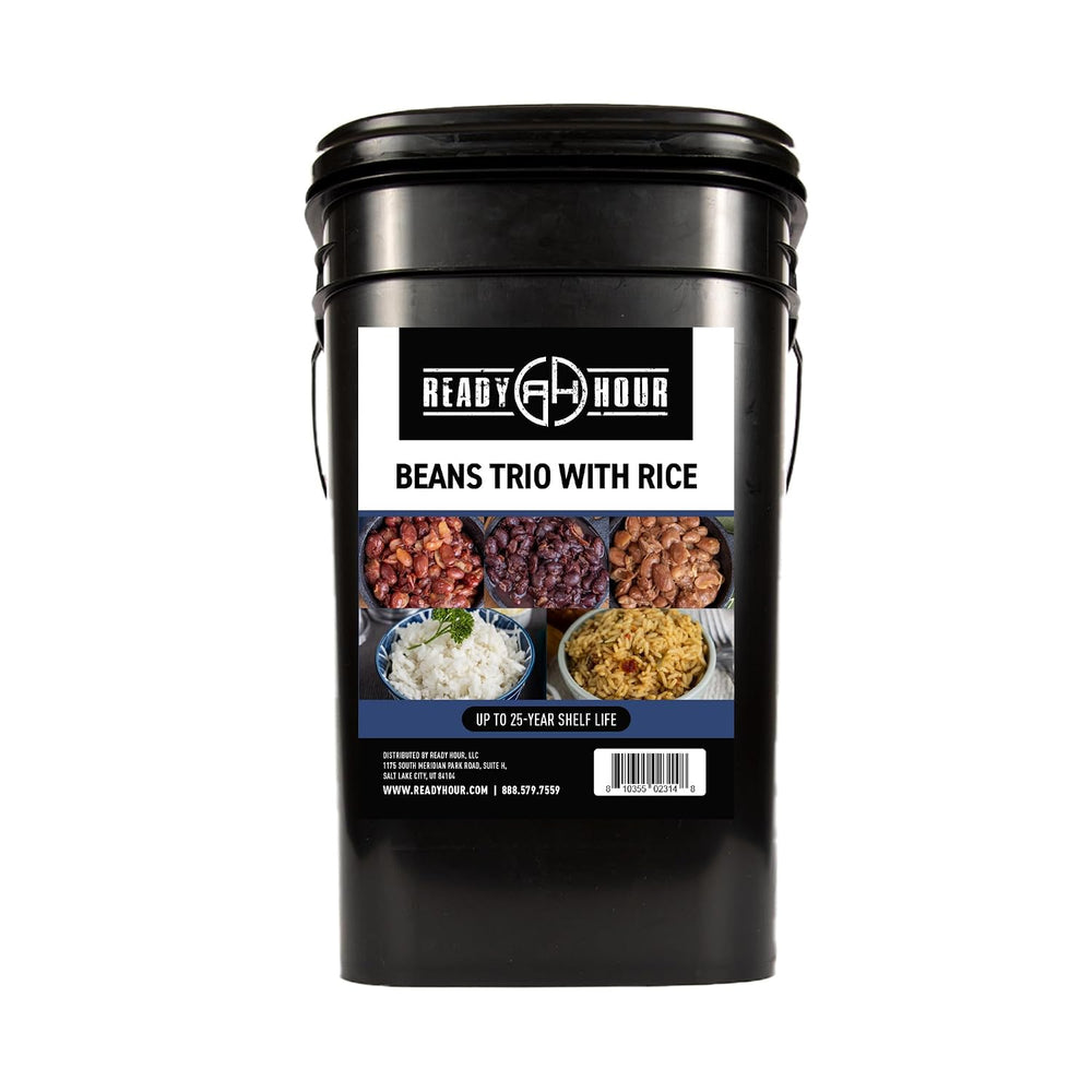 Ready Hour Beans Trio with Rice Kit Bucket (100 Servings) Survival Beans and ...