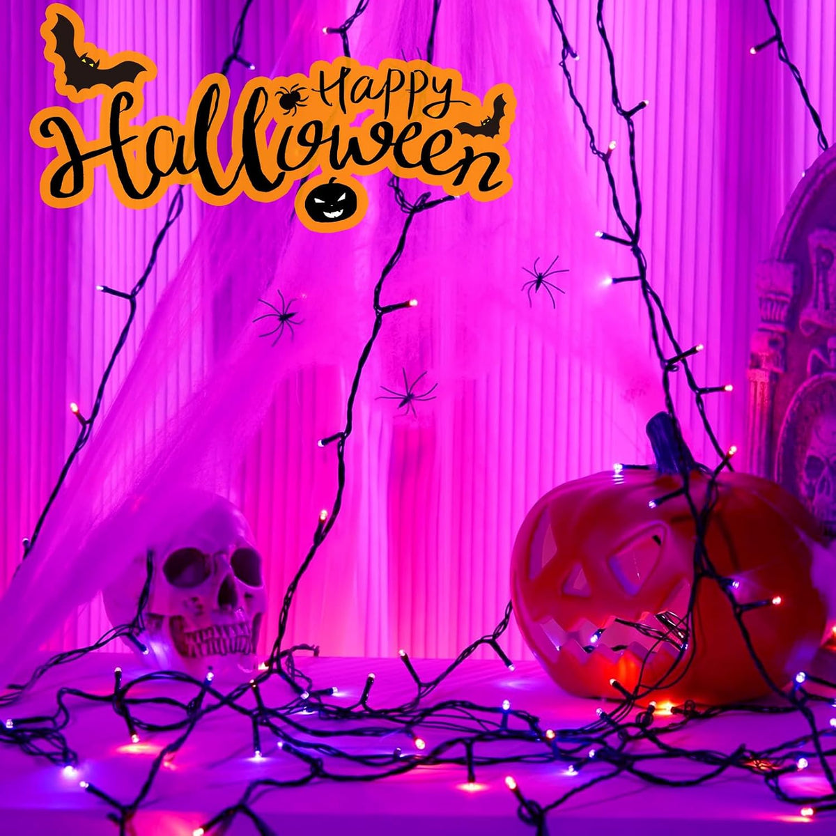 SyouHome Solar String Lights Outdoor, 6 Pack 600 LED Solar Halloween Lights