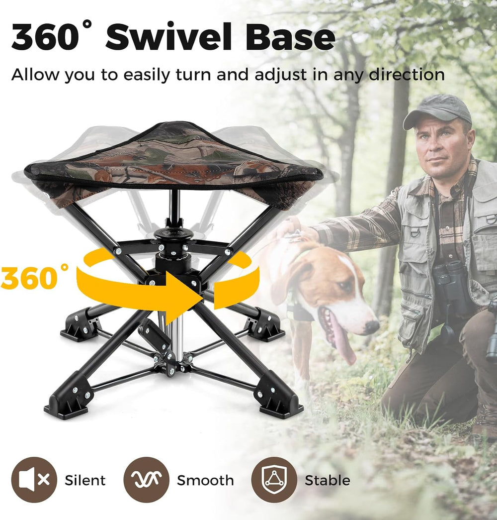 GYMAX 2 Pack 360° Swivel Camping Stool, Portable Folding Stool Seat with Carr...