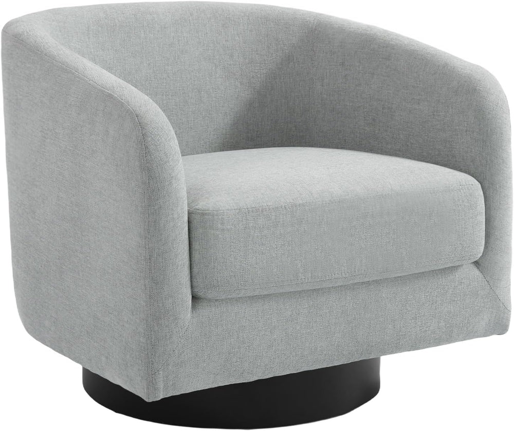 Swivel Accent Chair, Chenille Barrel Club Chair, Light Gray