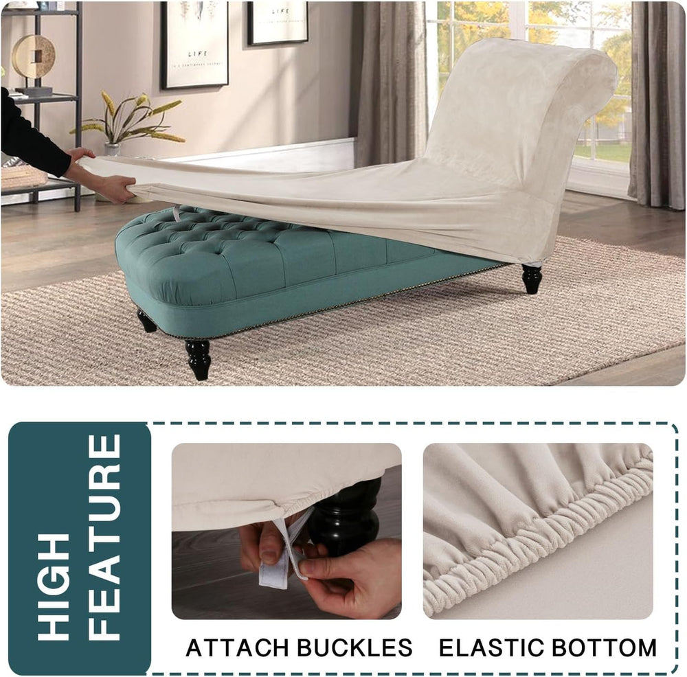 FantasDecor Chaise Lounge Velvet Luxury Covers for Living Room Indoor Stretch...