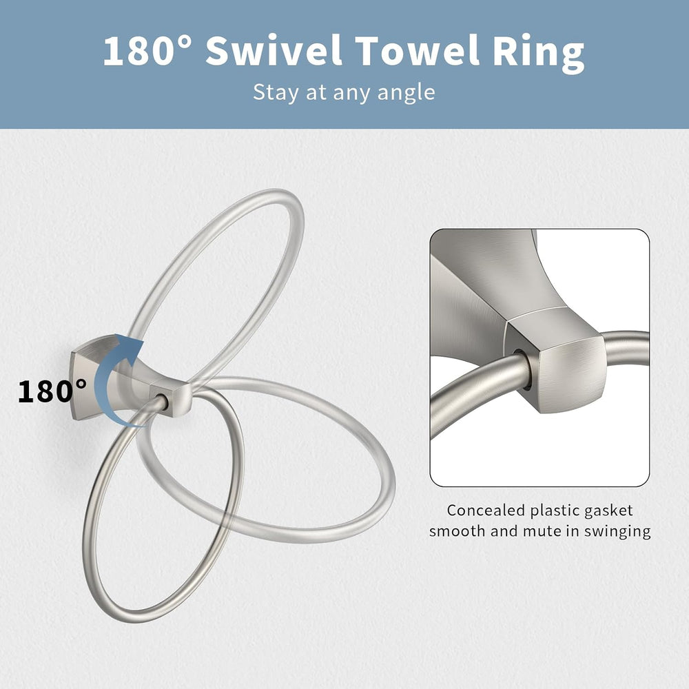 Bathroom Hardware Set 2 Pieces Toilet Paper Holder and Towel Ring Wall Mounte...