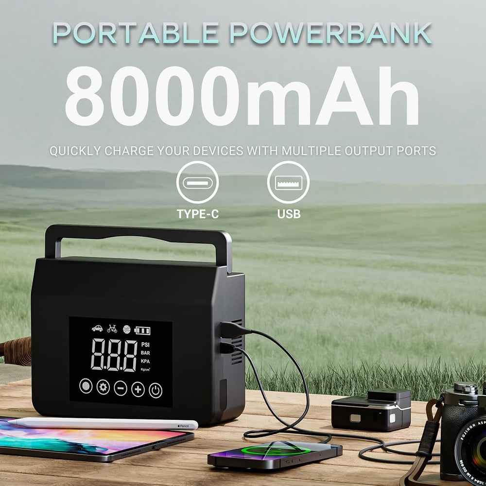 Hieha Portable Car Battery Jump Starter with Air Compressor, 4000A Peak