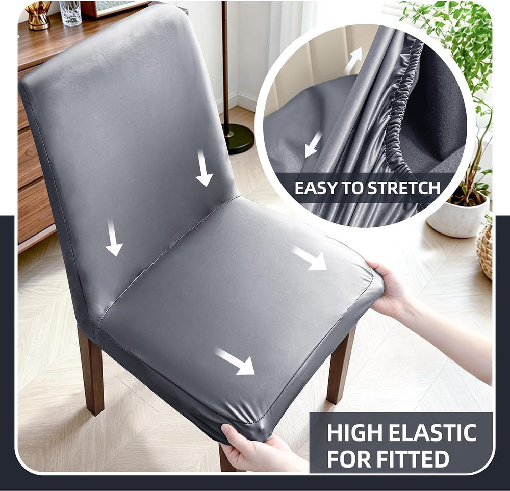 Waterproof Full Chair Covers for Dining Chairs Set of 6, Gray