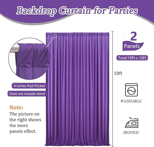 10 x 10 Feet Purple Backdrop Curtain for Partie, Background Curtains for Photoshoot, Birthday, Wedding, Halloween, Thanksgiving, Christmas Day, New Year Party Decorations 5Ft x 10Ft, 2 Panels