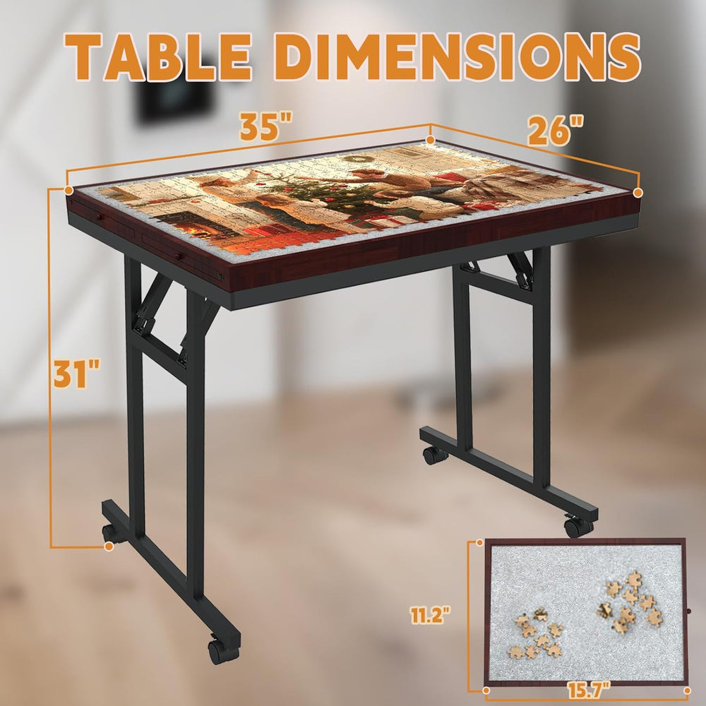 Folding Jigsaw Puzzle Table 1500 Pcs with 5 Angles, Drawers, Cover, Wheels