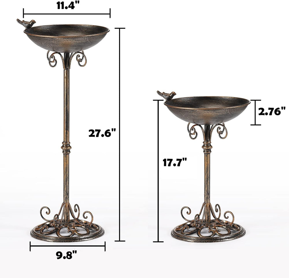27.6" H Cast Iron BirdBaths for Outdoors,Metal Bird Bath for Outside