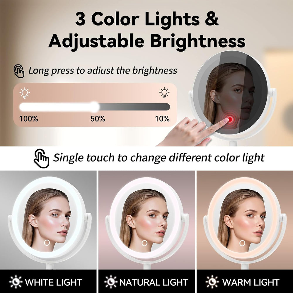 Wall Mounted Makeup Mirror, Digital Screen Magnifying Mirror with Light