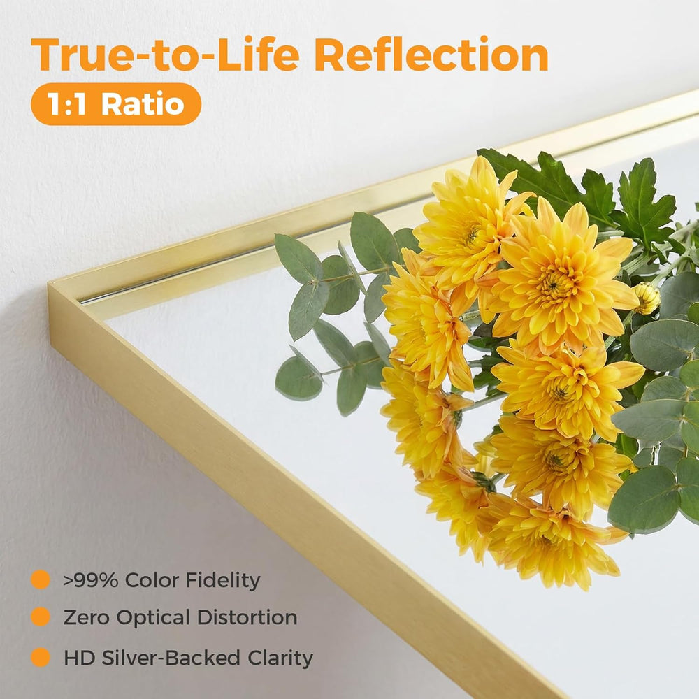 NEWBULIG 22"x30" Wall Mirror, Bathroom Mirrors for Over Sink, Gold