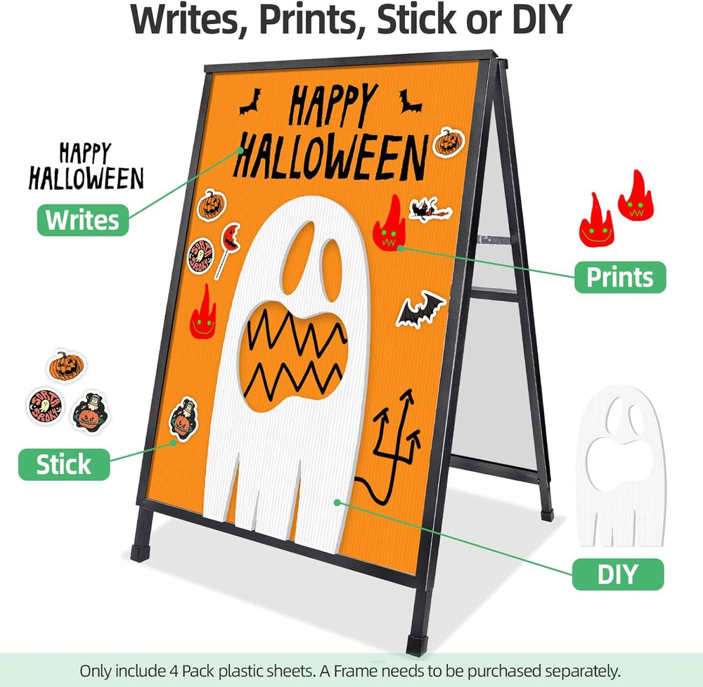 24x36 Inch Corrugated Plastic Board, 4 Pack White Poster Board,