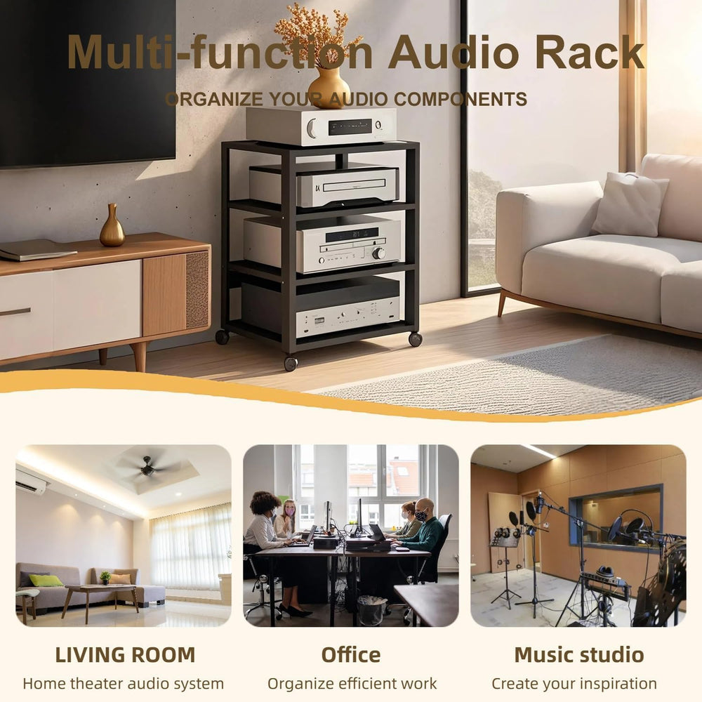 3 Tier AV Media Stand, Audio Rack Tower Stereo Components Cabinet