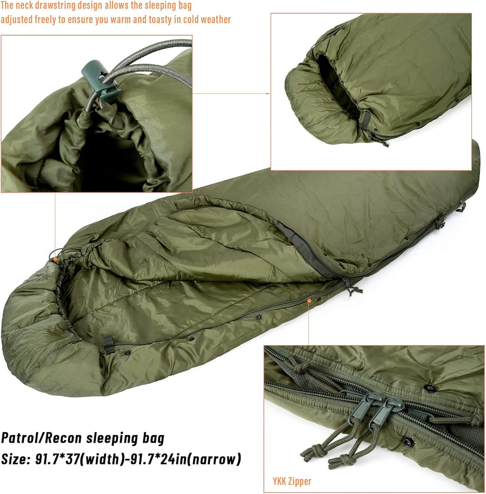 MT Army Military Modular Sleeping Bags System, Multi Layered with Bivy Cover ...