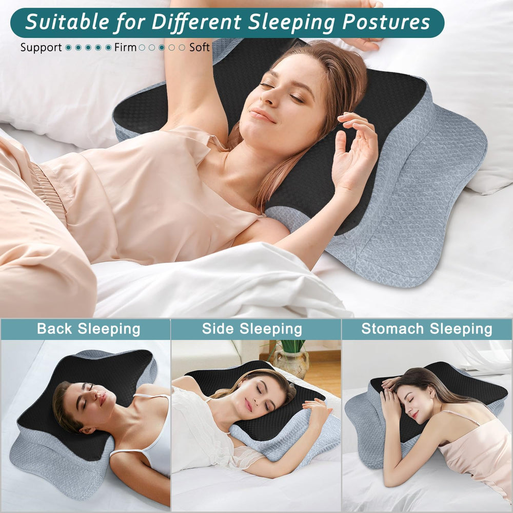 CHxxy Cervical Neck Pillow for Pain Relief Sleeping, Memory Foam Pillows