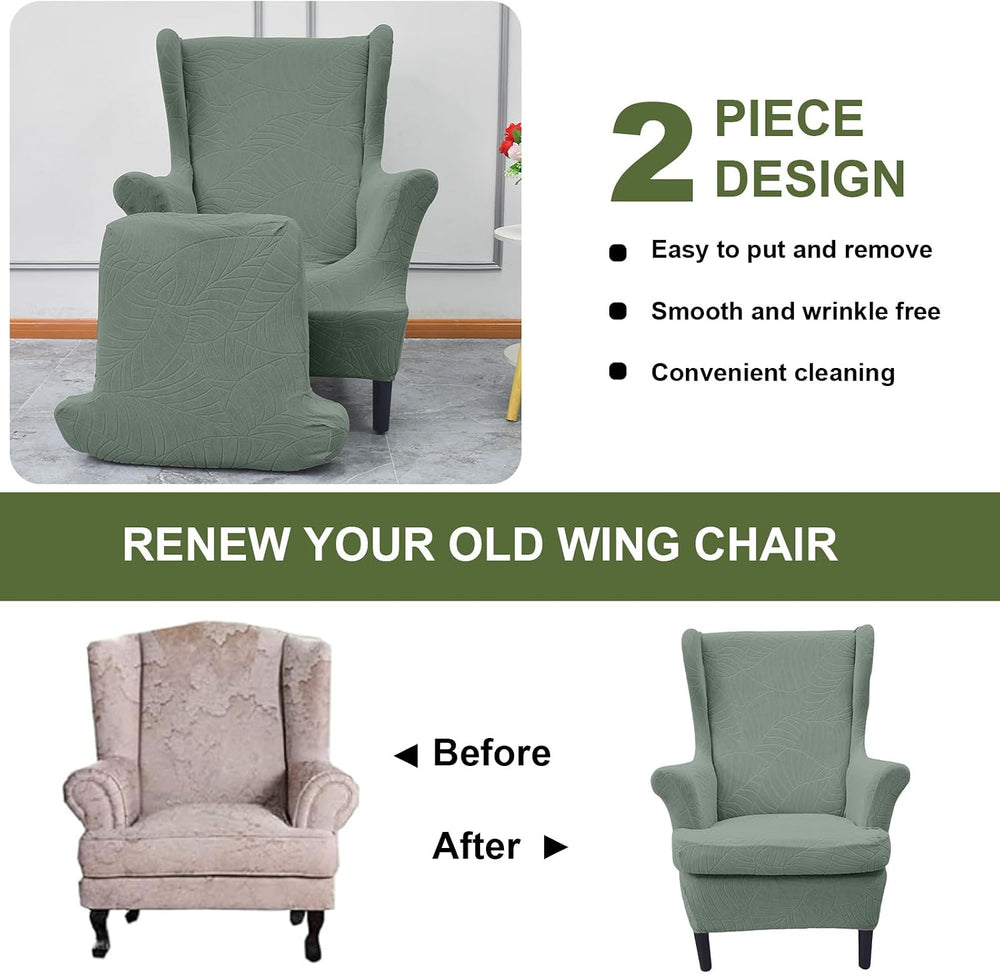 HAOYONG Waterproof Wing Chair Slipcovers Stretch Wingback Chair Covers 4 Piec...
