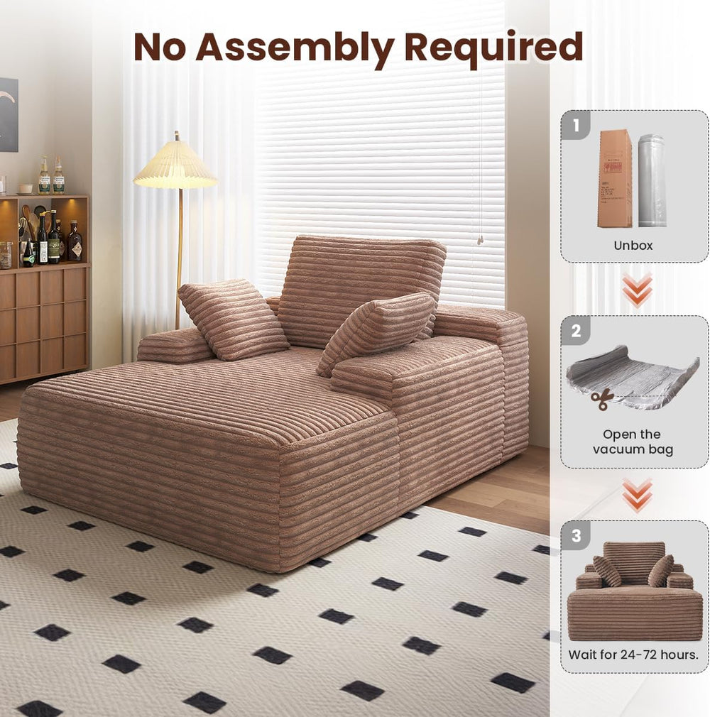 Oversized Chaise Lounge Chair Indoor, 67'' Corduroy Boneless Sofa Bed...