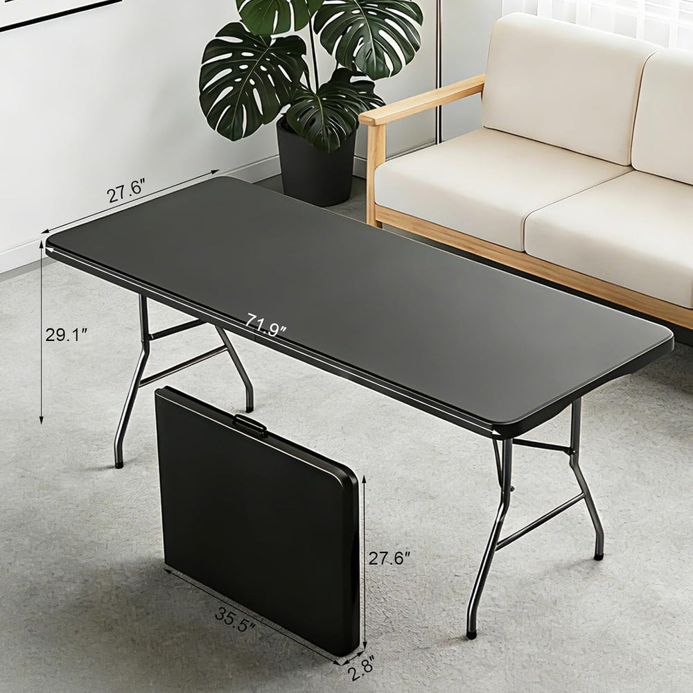 6FT Black Folding Table for Camping, Parties, Meeting, 2 Pack