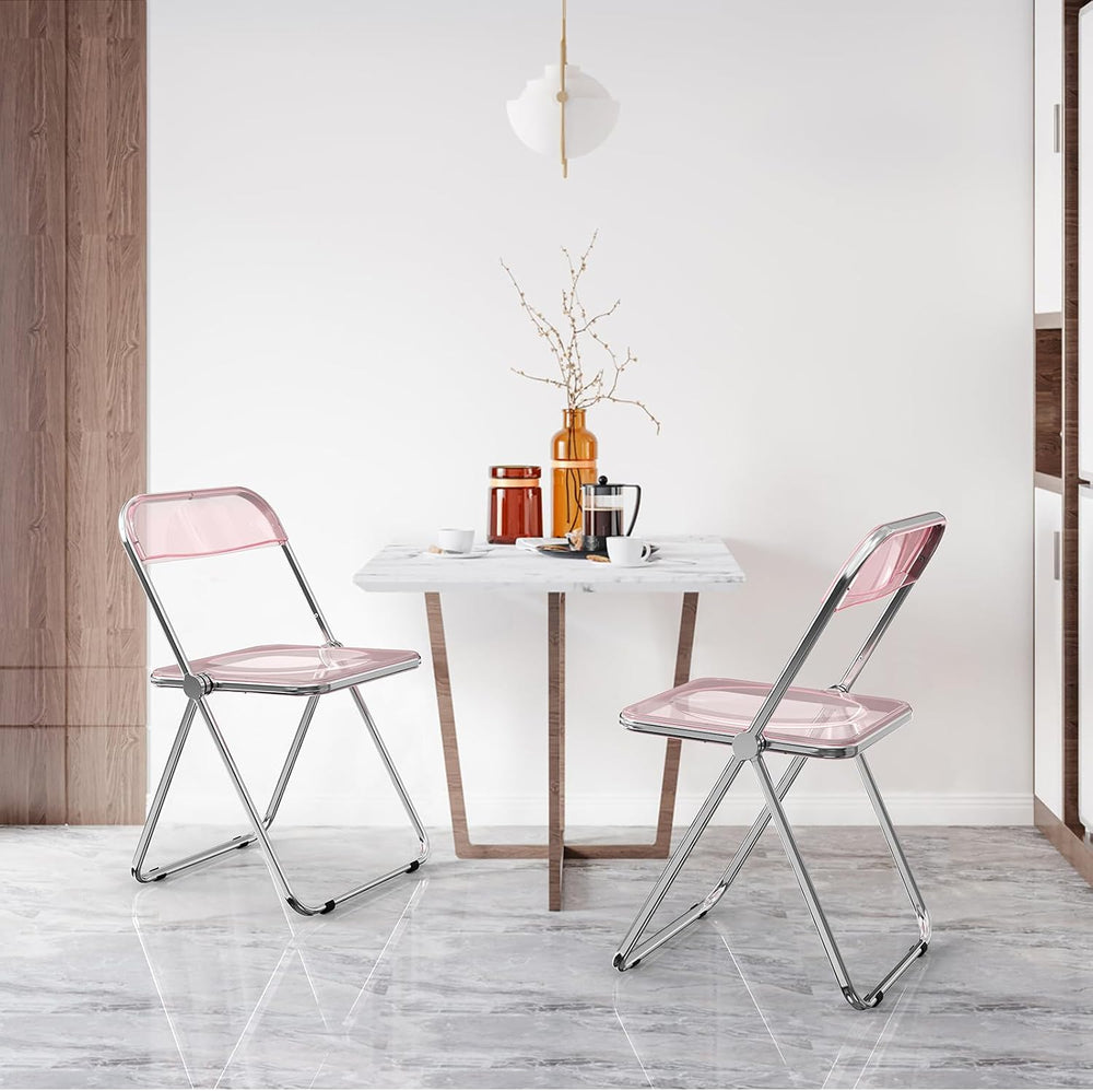VINGLI Acrylic Folding Chairs 2 Pack, Clear Chair Foldable and Stackable, Pla...