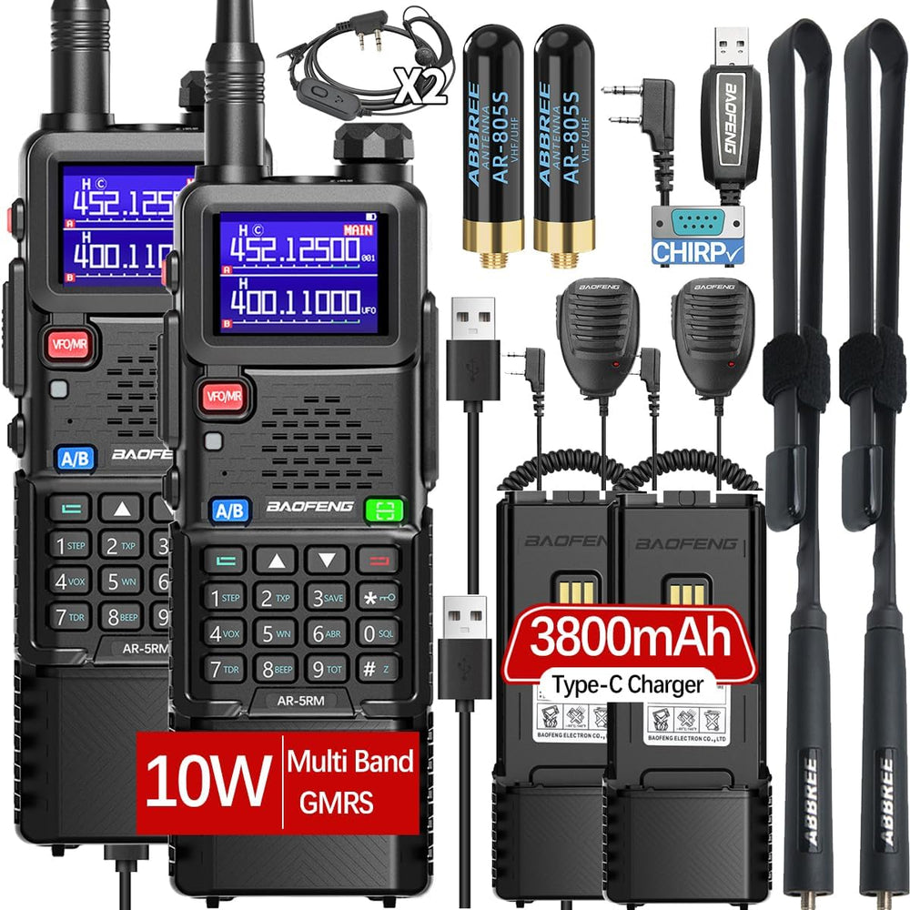 Baofeng Radio Ham Radio Long Range 5RM 10W Handheld Rechargeable 3800mAh Exte...