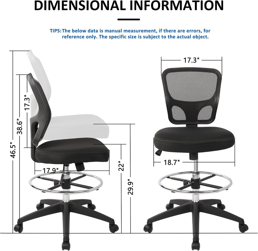 HYLONE Ergonomic Office Chairs, Office Drafting Chair, Rolling Stool Chair Ar...