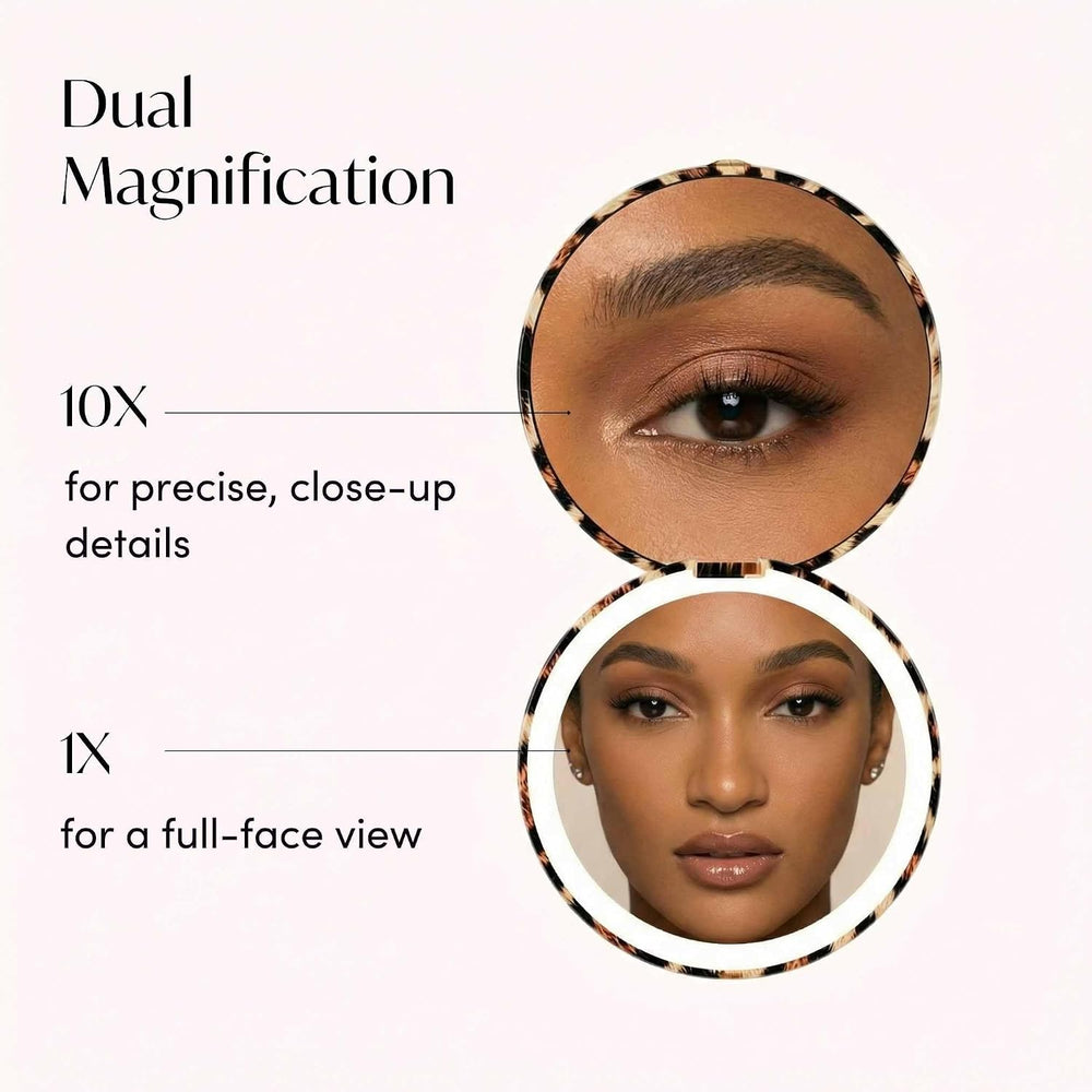 Fancii Mini Taylor Compact Magnifying Mirror with LED Light, 10x/1x, Recharge...