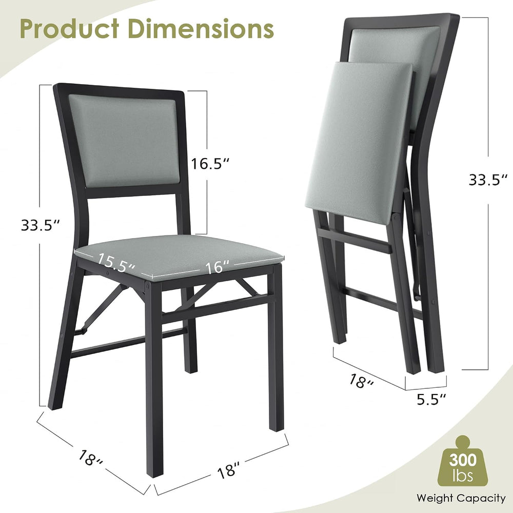 VECELO Folding Chairs Set of 4 with Cushion, Foldable Padded Seats with Heavy...
