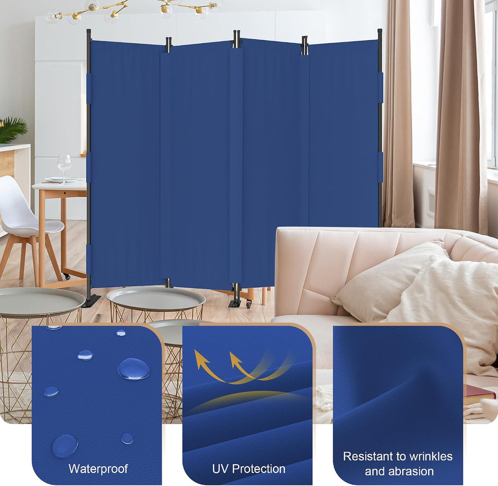 Room Divider, 4 Panel Upgraded 88” Folding Screen Highly Secretive(Blue)