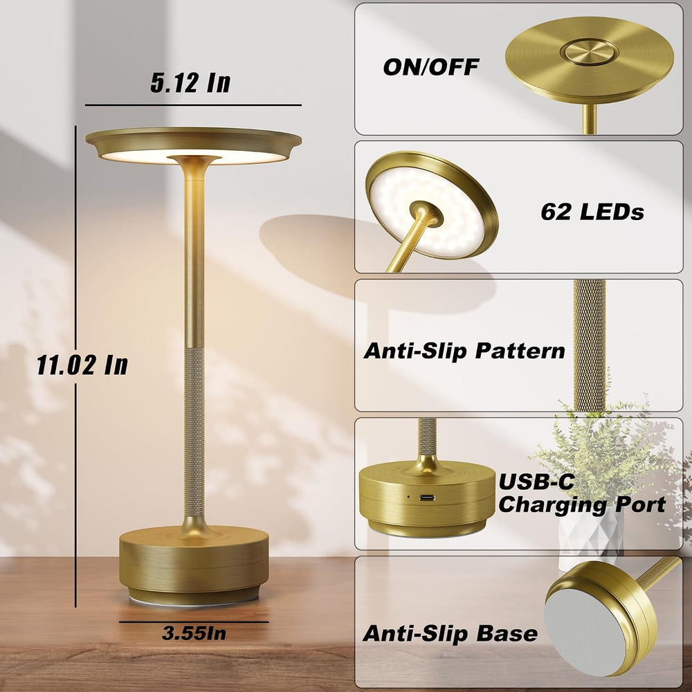 TBBGA 2 Pack Rechargeable Cordless Table Lamp, 5000mAh Battery Table Light