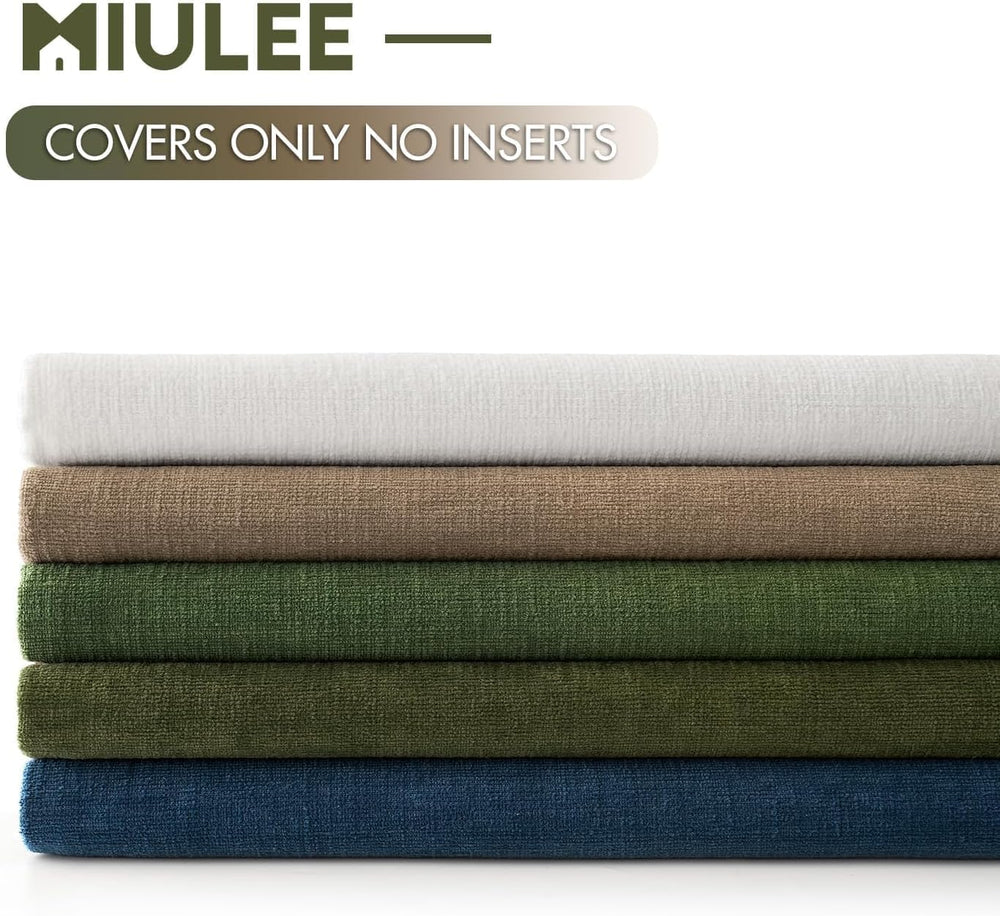 MIULEE Olive Green Chenille Couch Euro Throw Pillow Covers, 26x26