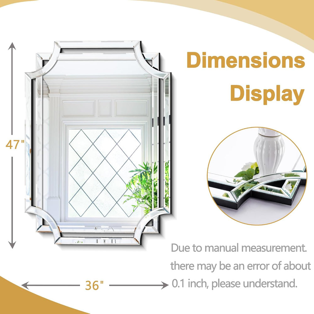 Chende 36"x47" Large Mirror for Wall, Elegant Rectangular Decorativ...