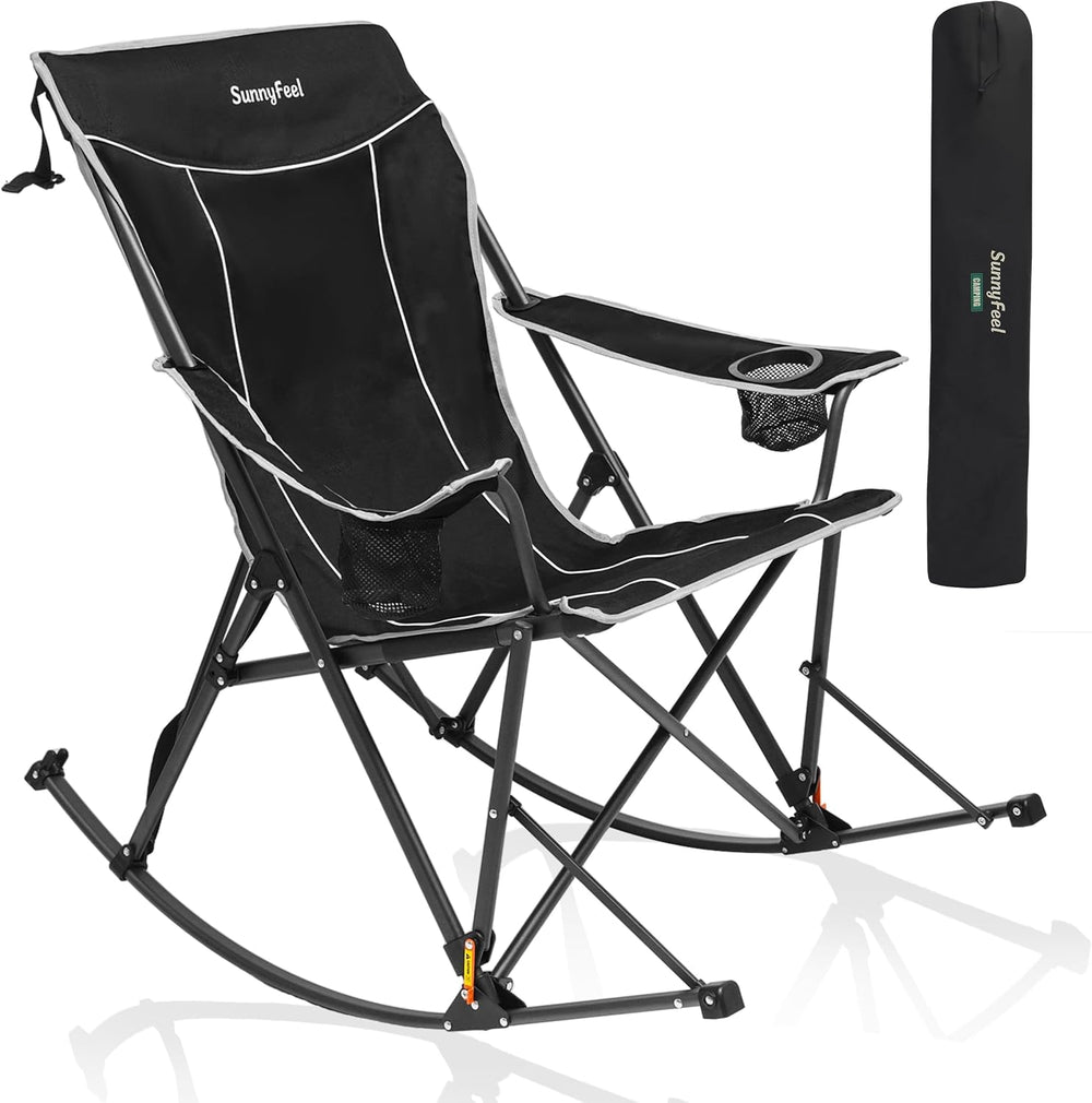 SUNNYFEEL Oversized Folding Rocking Camping Chair with Buckle Design 500lbs