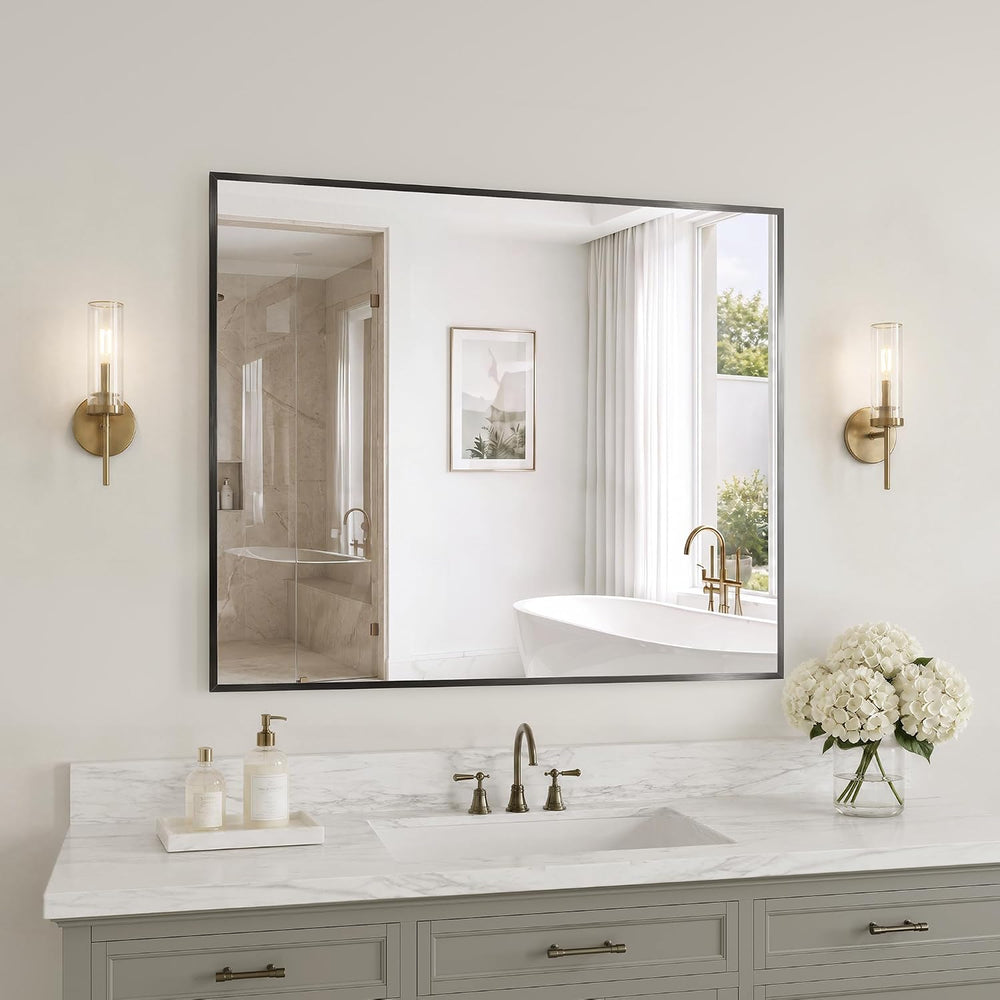 30"x36" Black Bathroom Mirror Wall Mounted for Over Sink