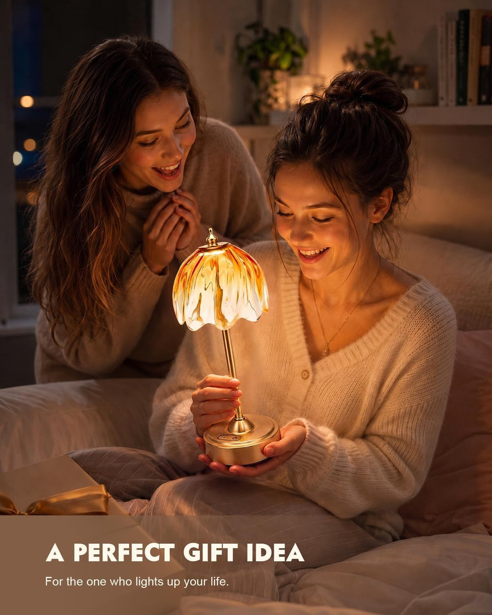Nusogon Cordless Flower Table Lamp, 5200mAh Small Rechargeable Touch Lamp