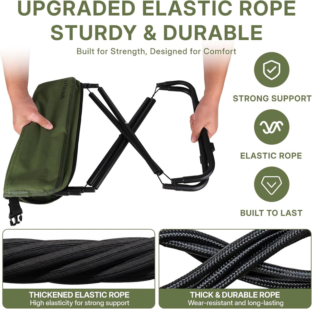 Portable 16.5" Extra Large Folding Stool, Folds into a Carry Bag(Green)