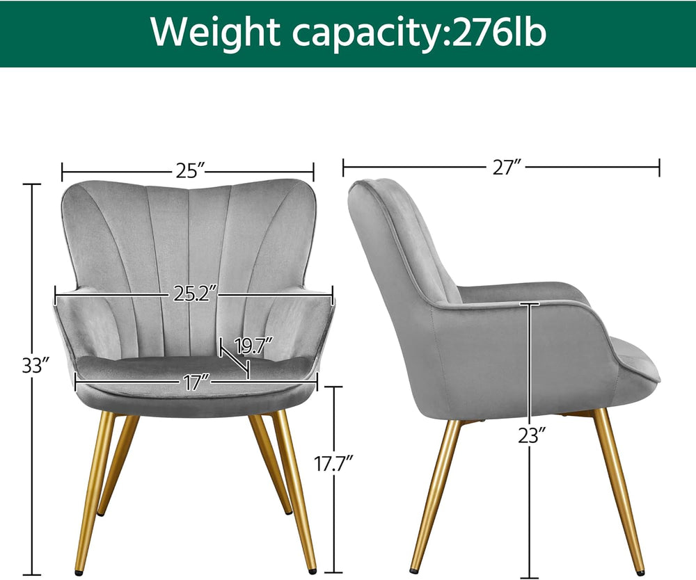 Yaheetech Accent Chairs Set of 2, Upholstered Armchair, Light Gray