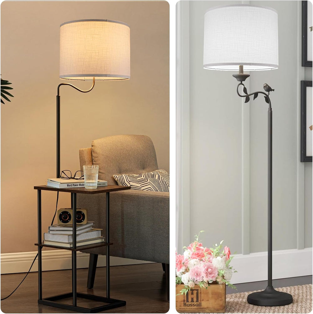 Drum Lamp shades Set of 2, White Line Lamp Shades for Table Lamps Floor Lamp,...