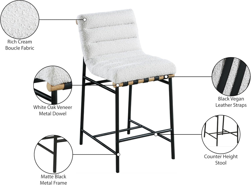 Meridian Furniture 857Cream-C Burke Collection Modern | Contemporary Boucle F...
