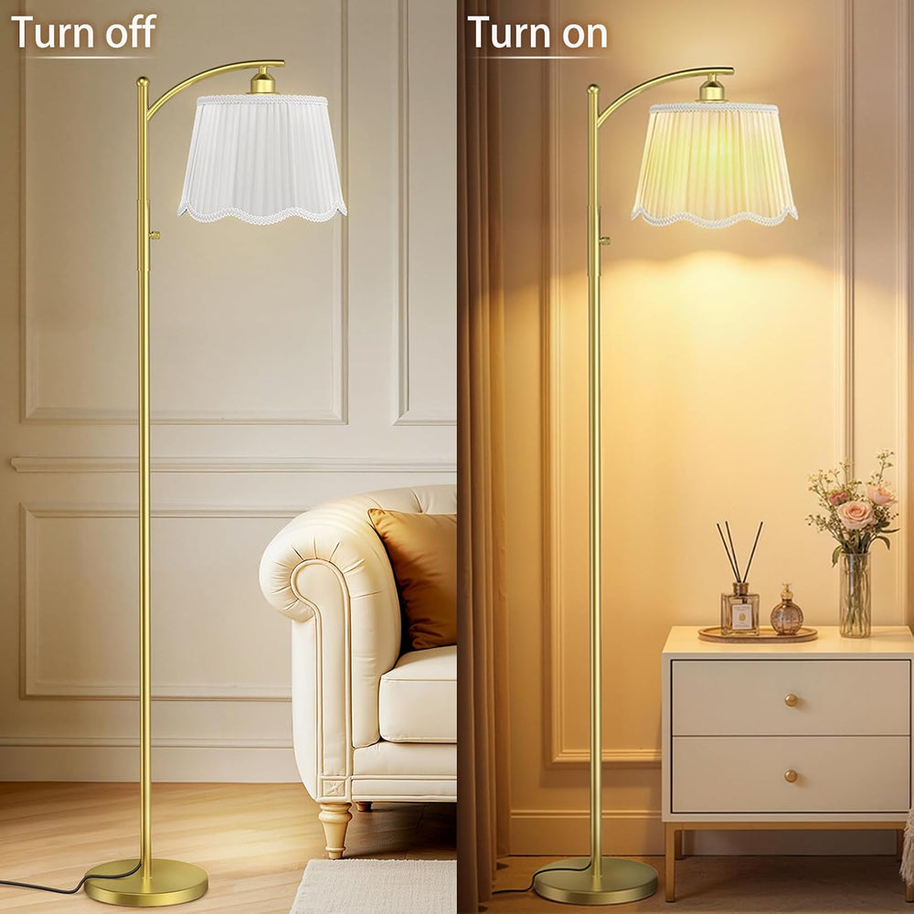 Karjoefar Thickened Gauze Shade Dimmable Arc Floor Lamps for Living Room
