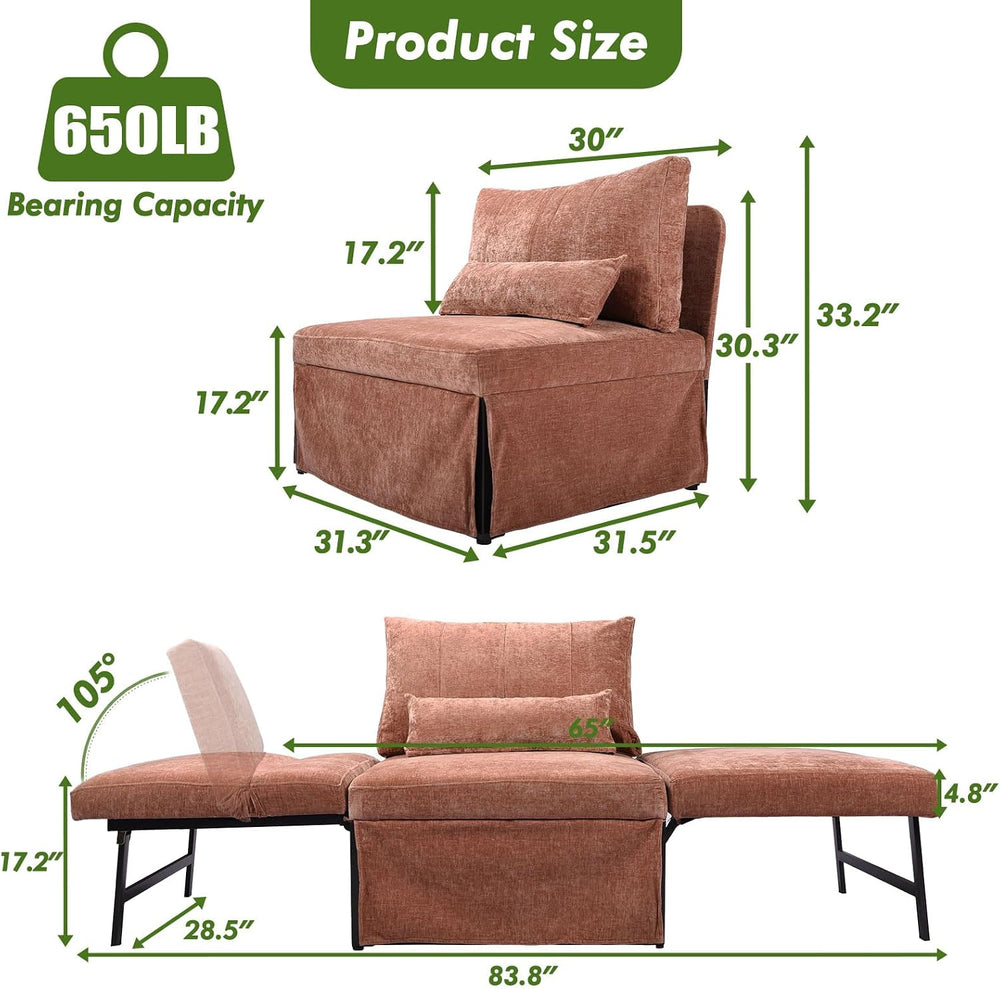 ZZW Sleeper Chair Bed Upgrade 4-in-1 to 5-in-1 Convertible Multi-fuction Sofa...