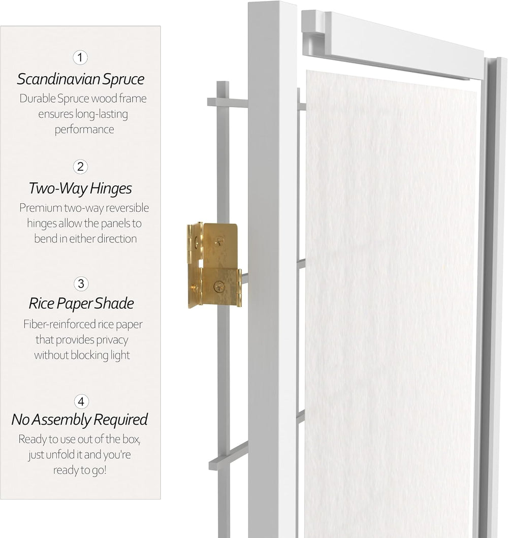 3 ft. Short Window Pane Shoji Screen - White - 3 Panels