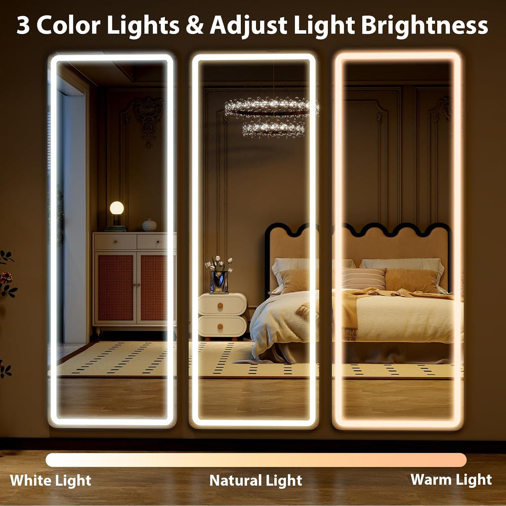 60" x 16" Rectangle Full Length Mirror with Lights for Bedroom