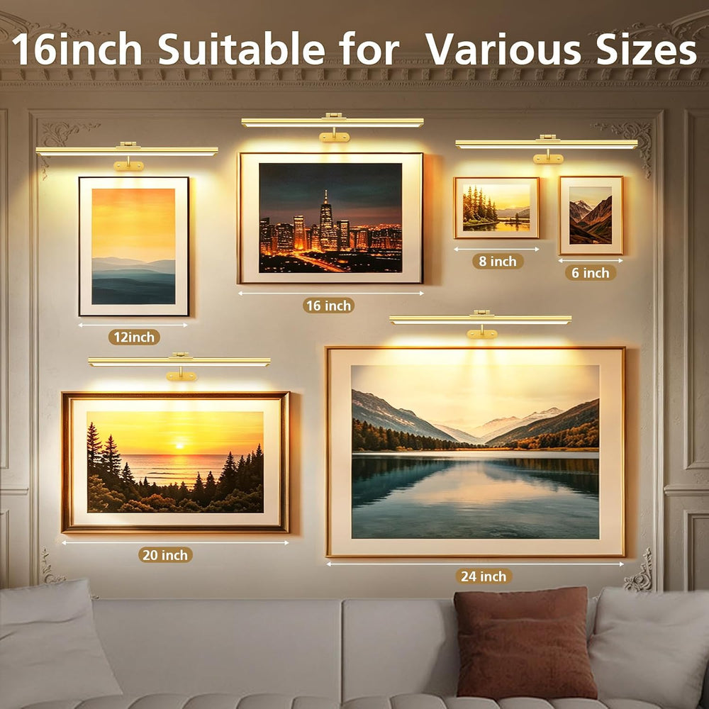 Picture Lights for Wall, 16inch Rechargeable Art Light with Remote, 2Pack