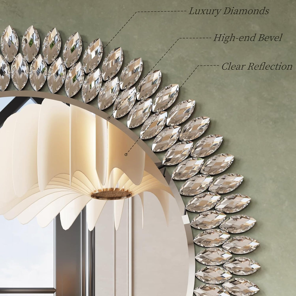 Kelly Miller 32" Jeweled Luxury Round Decorative Wall Mirror