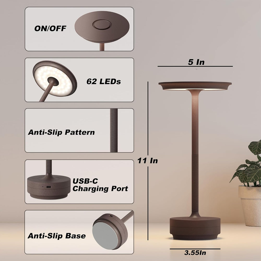 TBBGA 2 Pack Rechargeable Table Lamps Cordless, 5000mAh Outdoor Table Light