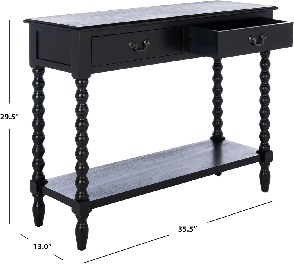 SAFAVIEH Athena 2-Drawer Wood Console Entryway Table, 35.5" Black CNS5702B